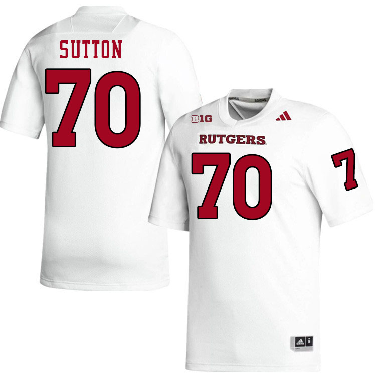Men #70 Reggie Sutton Rutgers Scarlet Knights 2024 College Football Jerseys Stitched-White